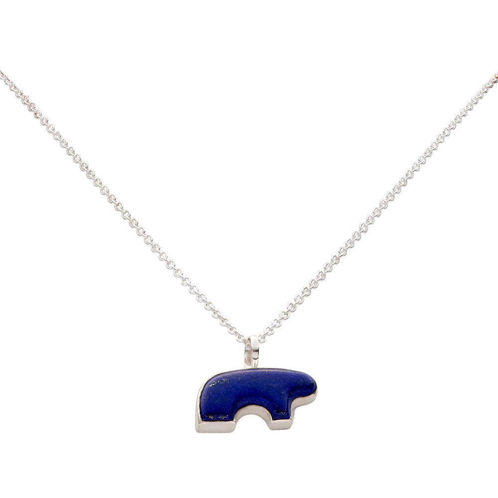 Sterling Silver Lapis Mama Bear Necklace