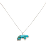 Sterling Silver Mama Bear Stone Pendant in Turquoise