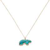 14k yellow gold turquoise mama bear necklace