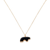 14k yellow gold onyx mama bear necklace