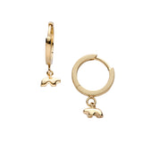 14k yellow gold teensy bear hoops