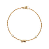 14k yellow gold solid bear and diamond station bracelet