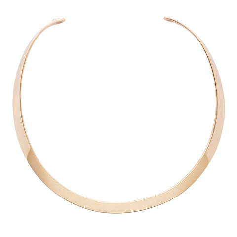 Gold collar necklace on a white background