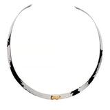 Silver collar with a gold bear on a white background