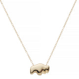Gold necklace with a buffalo pendant on a white background