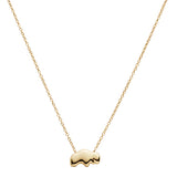 Gold necklace with a small pendant on a white background