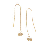 14k yellow gold tiny pave bear thread earrings