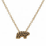 14ky black diamond petite eternity bear necklace