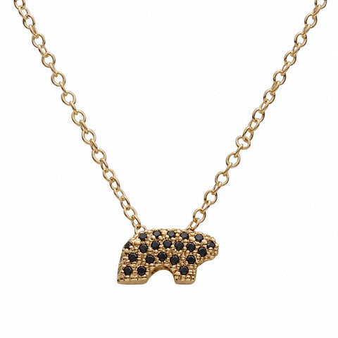14ky black diamond petite eternity bear necklace