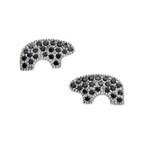 14k white gold black diamond medium bear earrings