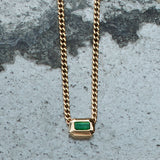 Bezel set emerald pendant necklace