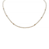 Short Rice Pearl and gold bead necklace