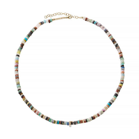 Mixed Gemstone Heishi Bead Necklace
