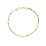 14k yellow Gold bracelet with a small diamond flower pendant 
