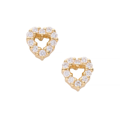 Diamond Heart Stud Earrings