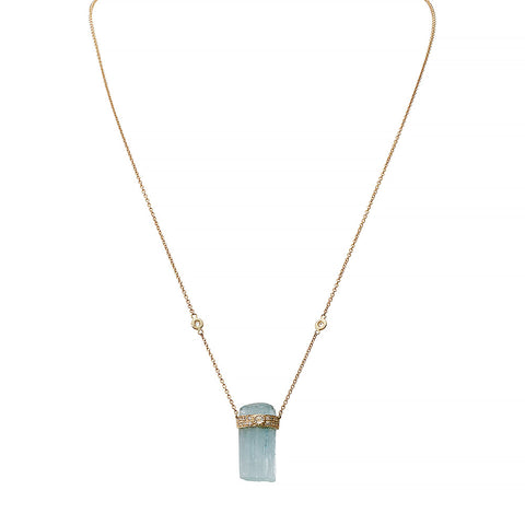 Aquamarine Crystal and Diamond Necklace