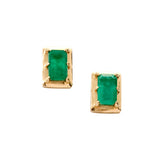 Rectangle Emerald Studs