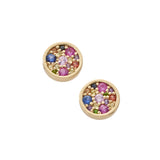 14k yellow gold round rainbow stud earrings