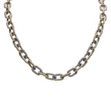 Pewter enamel link chain with gold piping and diamonds