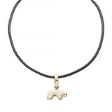 Braided black leather cord with bear enhancer