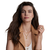 model wearing 14ky gold mama bear necklace