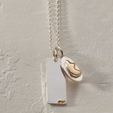 Two Tone Slim Oval Charm with Two Tone Rectangle ID Tag