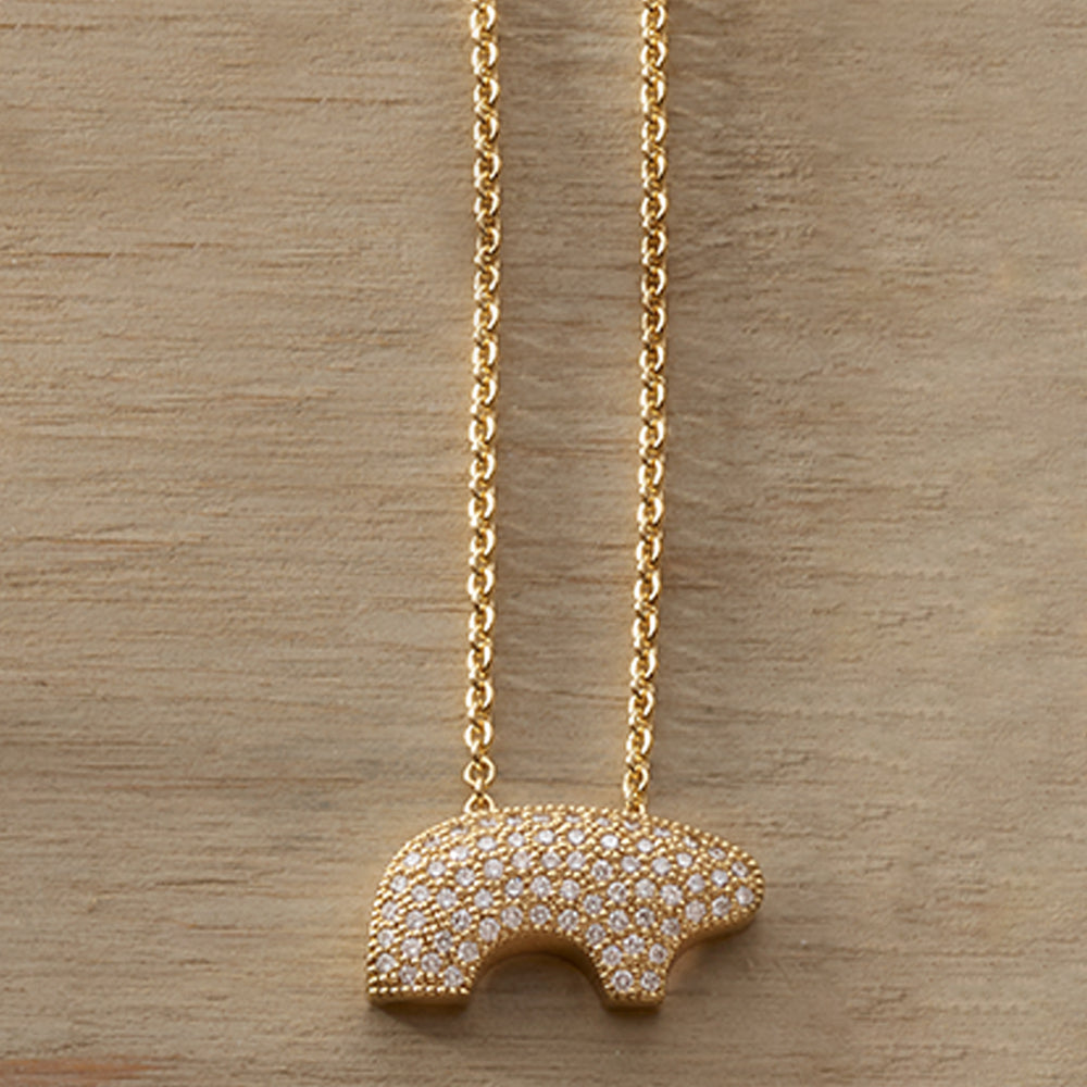 14k Yellow Gold Enclosed Baby Bear Necklace – The Golden Bear