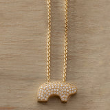 18k Yellow Gold Pave Mama Bear Necklace