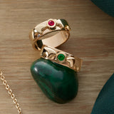 Emerald Kissing Bear Ring