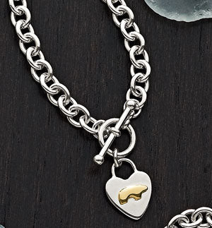 Two Tone Heart Toggle Necklace – The Golden Bear