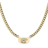 14k Yellow Gold Pave ID Necklace