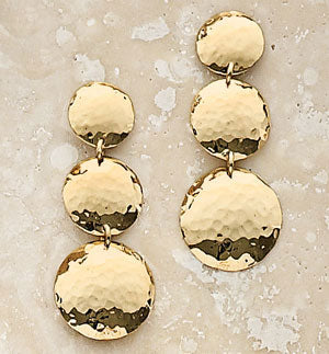 14k Yellow Gold Triple Disc Dangles - Main Image