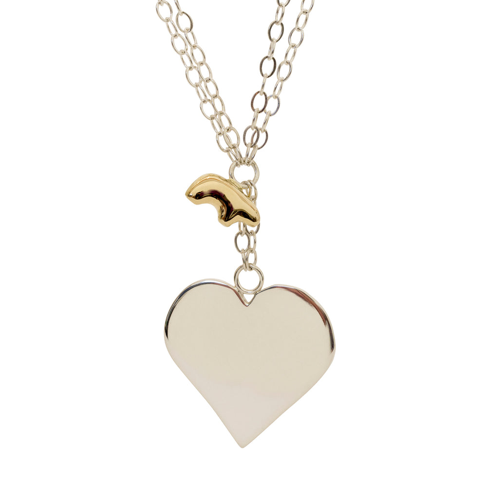 Tiny Flat Heart Charm Personalized in Silver and 14kt Yellow, Pink and  White Gold