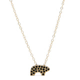 14k Yellow Gold Black Pave Baby Bear Necklace