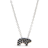 14k White Gold Black Pave Baby Bear Necklace