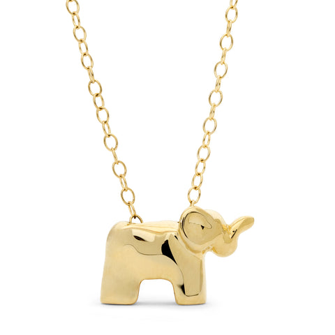 14k Yellow Gold Baby Elephant Necklace