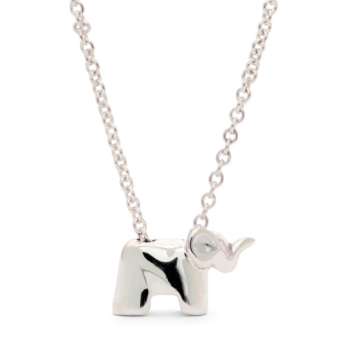 14k White Gold Baby Elephant Necklace