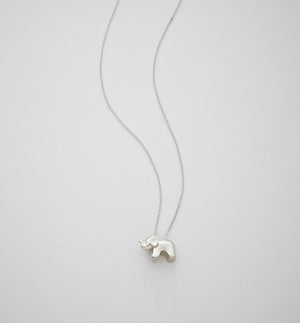 14k White Gold Mama Elephant Necklace