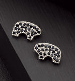 14kw Black Diamond Medium Bear Earrings
