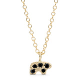 14k Yellow Gold Black Diamond Pave Tiny Bear Necklace