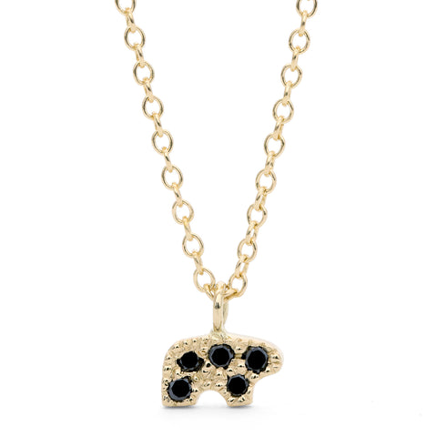 Black Diamond Pave Tiny Bear Necklace VARIANTS