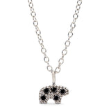14k White Gold Black Diamond Pave Tiny Bear Necklace