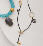 Two-Tone Charm Lariat Necklace