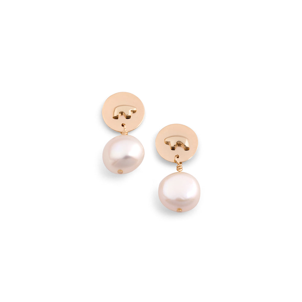 14k Yellow Gold Pearl Drop Earrings – The Golden Bear