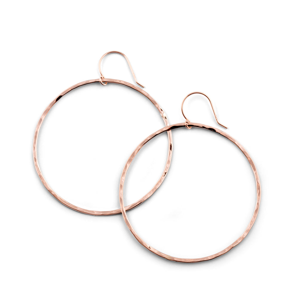 Hammered Hoops in Rose Gold