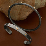 Heavy Oxidized Sterling Silver Studded Bangle