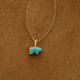 14ky Gold Stone Tiny Bear Necklace