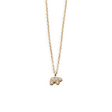 14k Yellow Gold Pave Tiny Bear Necklace