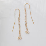 14ky Pave Bear Double Chain Earrings
