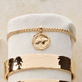 14ky Gold Textured Bear Disc Charm Bracelet